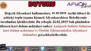 Afyon Kart Kullanıcılarının Dikkatine