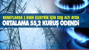 Konutlarda 1 kWh elektrik için son altı ayda ortalama 55,2 kuruş ödendi