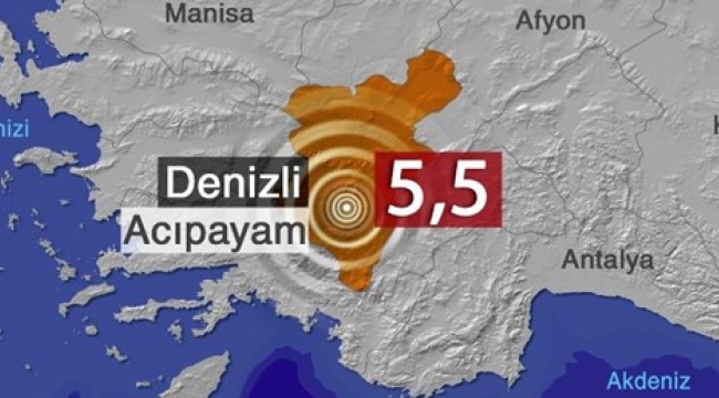 Son Dakika……Denizli'de 5,5 büyüklüğünde deprem meydana geldi.