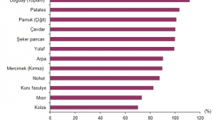 En yüksek yeterlilik derecesi %111,7 ile buğdayda gerçekleşti
