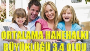 Ortalama hanehalkı büyüklüğü 3,4 oldu