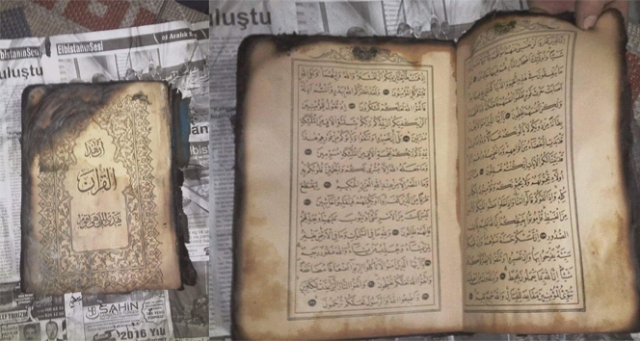 8 dükkan yandı, Kur’an-ı Kerim yanmadı