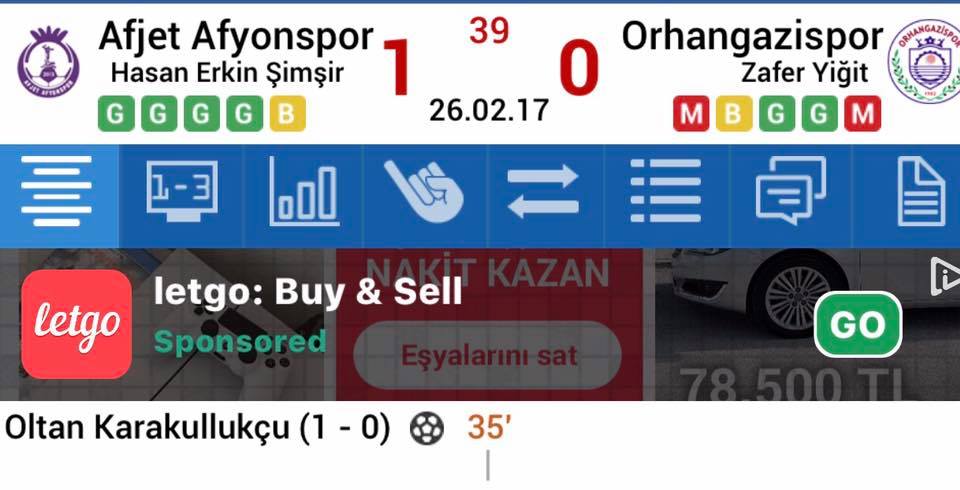 Afjet Afyonspor 1 - Osmangazispor 0
