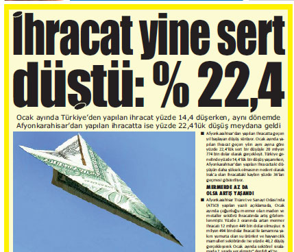 Afyonkarahisar’ın ihracatı Türkiye’den daha sert düştü