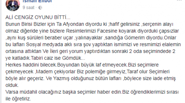 Elibol : Ali Cengiz oyunu bitti...