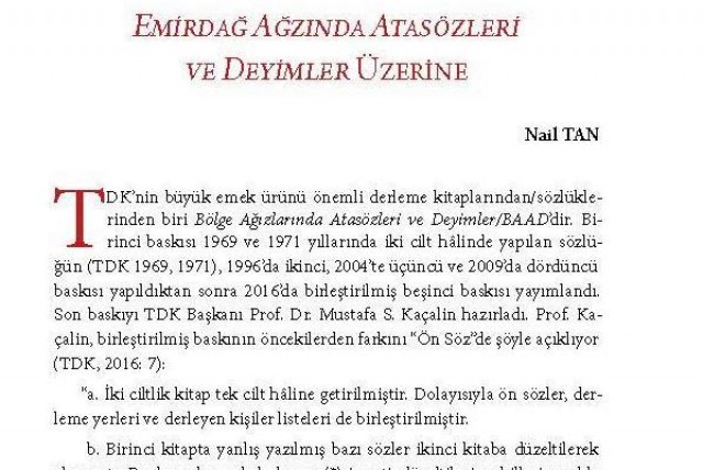 Emirdağ ağzı makalelere konu oldu